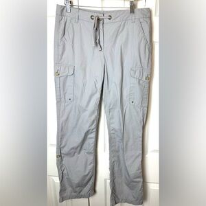 Vtg J.CREW Gray Cargo Pants Convertible Hem Capri Cropped Pockets Drawstring Y2K